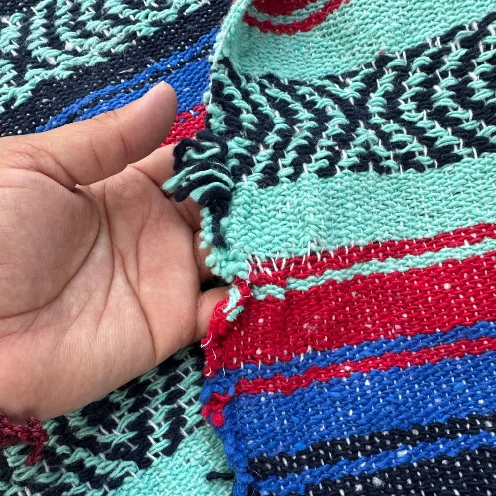 Colorful Woven Textile Blanket/ made in Mexico/ please read
